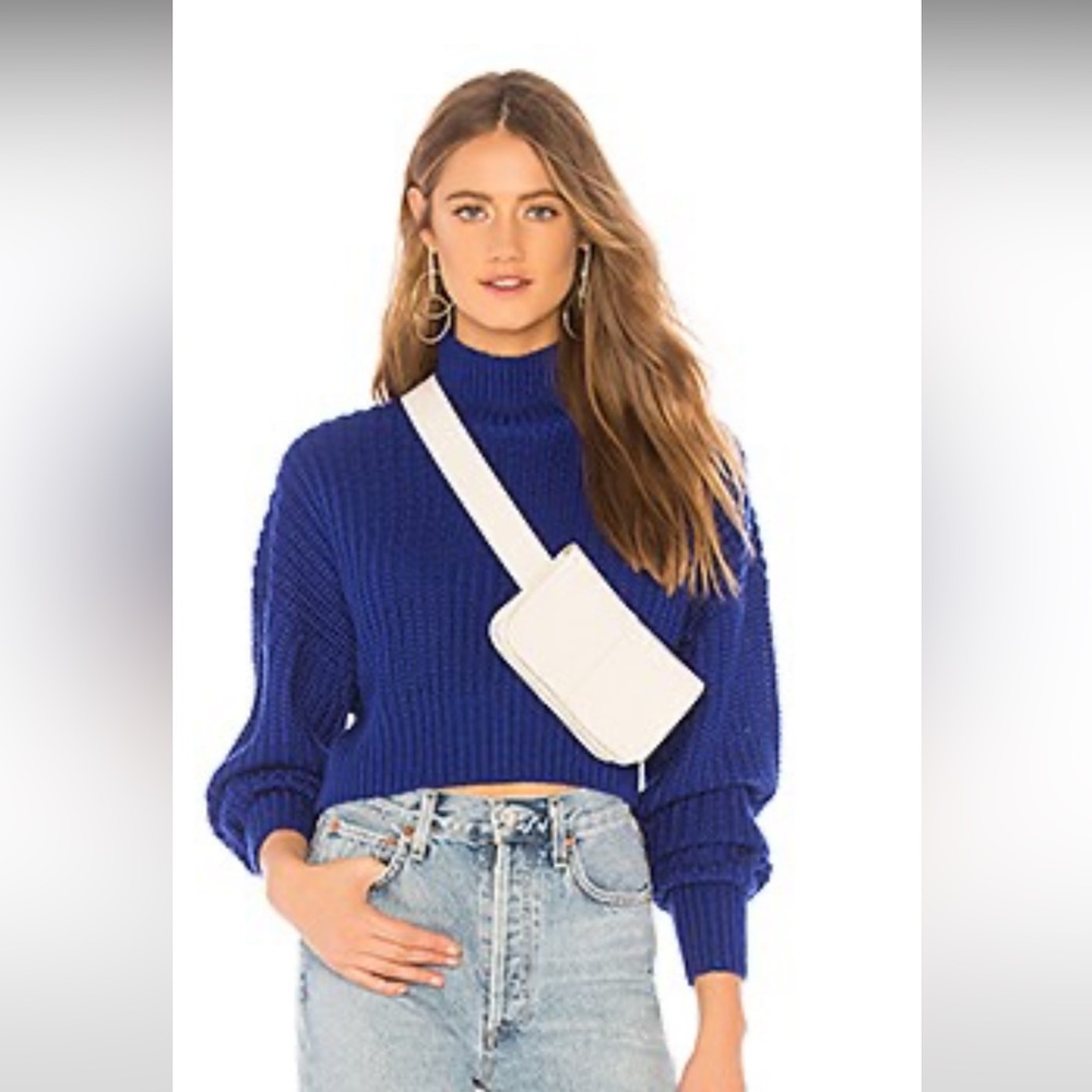 Lovers + friends Blue Crop Sweater